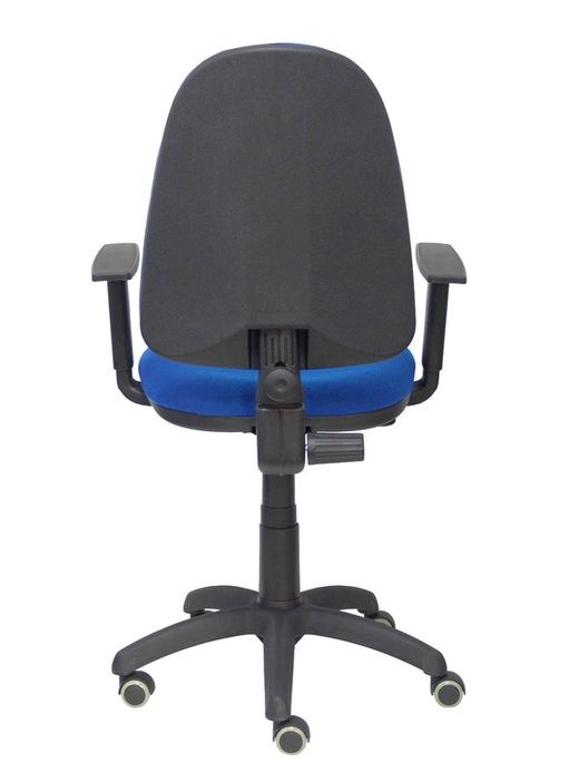 Modelo Ayna - Silla de oficina ergonómica con mecanismo de contacto permanente, regulable en altura y ruedas de parqué - Asiento y respaldo tapizados en tejido BALI color azul (BRAZOS REGULABLES EN ALTURA)