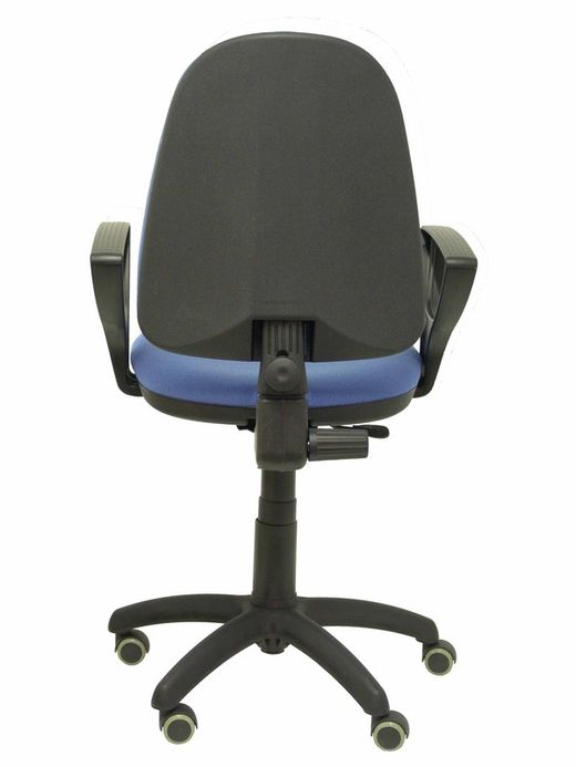 Modelo Ayna - Silla de oficina ergonómica con mecanismo de contacto permanente, regulable en altura y ruedas de parqué - Asiento y respaldo tapizados en tejido BALI color azul claro (BRAZOS FIJOS INCLUIDOS)
