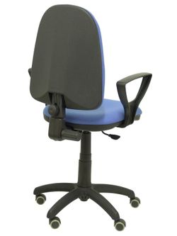 Modelo Ayna - Silla de oficina ergonómica con mecanismo de contacto permanente, regulable en altura y ruedas de parqué - Asiento y respaldo tapizados en tejido BALI color azul claro (BRAZOS FIJOS INCLUIDOS)
