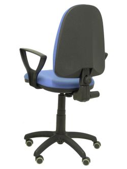Modelo Ayna - Silla de oficina ergonómica con mecanismo de contacto permanente, regulable en altura y ruedas de parqué - Asiento y respaldo tapizados en tejido BALI color azul claro (BRAZOS FIJOS INCLUIDOS)