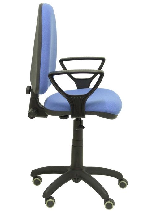 Modelo Ayna - Silla de oficina ergonómica con mecanismo de contacto permanente, regulable en altura y ruedas de parqué - Asiento y respaldo tapizados en tejido BALI color azul claro (BRAZOS FIJOS INCLUIDOS)