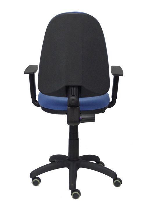 Modelo Ayna - Silla de oficina ergonómica con mecanismo de contacto permanente, regulable en altura y ruedas de parqué - Asiento y respaldo tapizados en tejido BALI color azul claro (BRAZOS REGULABLES EN ALTURA)