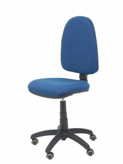 Modelo Ayna - Silla de oficina ergonómica con mecanismo de contacto permanente, regulable en altura y ruedas de parqué - Asiento y respaldo tapizados en tejido BALI color azul marino