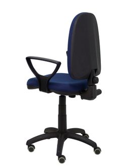 Modelo Ayna - Silla de oficina ergonómica con mecanismo de contacto permanente, regulable en altura y ruedas de parqué - Asiento y respaldo tapizados en tejido BALI color azul marino (BRAZOS FIJOS INCLUIDOS)