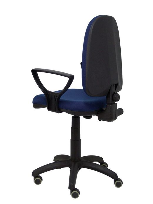 Modelo Ayna - Silla de oficina ergonómica con mecanismo de contacto permanente, regulable en altura y ruedas de parqué - Asiento y respaldo tapizados en tejido BALI color azul marino (BRAZOS FIJOS INCLUIDOS)