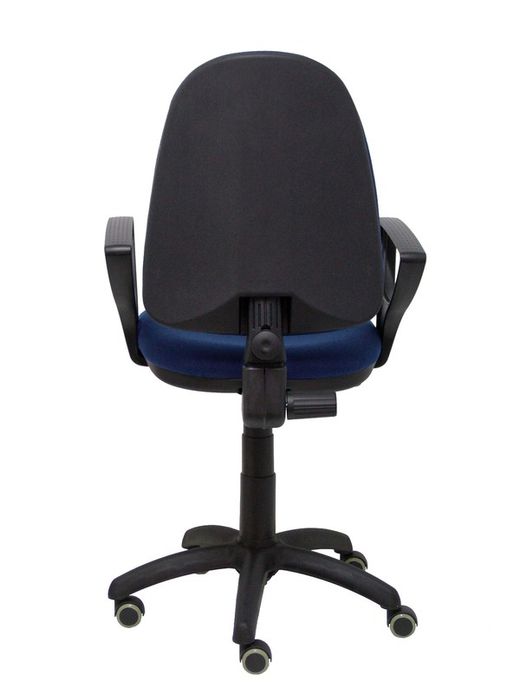 Modelo Ayna - Silla de oficina ergonómica con mecanismo de contacto permanente, regulable en altura y ruedas de parqué - Asiento y respaldo tapizados en tejido BALI color azul marino (BRAZOS FIJOS INCLUIDOS)