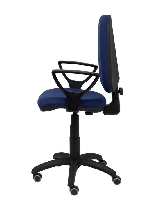 Modelo Ayna - Silla de oficina ergonómica con mecanismo de contacto permanente, regulable en altura y ruedas de parqué - Asiento y respaldo tapizados en tejido BALI color azul marino (BRAZOS FIJOS INCLUIDOS)