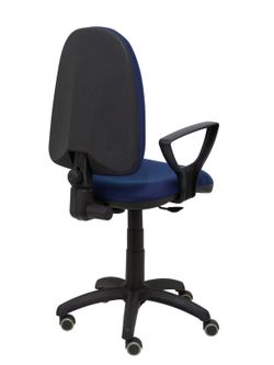 Modelo Ayna - Silla de oficina ergonómica con mecanismo de contacto permanente, regulable en altura y ruedas de parqué - Asiento y respaldo tapizados en tejido BALI color azul marino (BRAZOS FIJOS INCLUIDOS)