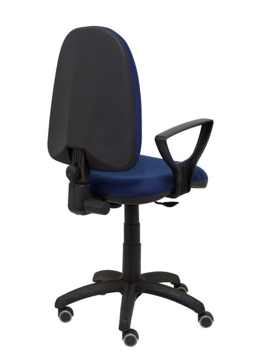 Modelo Ayna - Silla de oficina ergonómica con mecanismo de contacto permanente, regulable en altura y ruedas de parqué - Asiento y respaldo tapizados en tejido BALI color azul marino (BRAZOS FIJOS INCLUIDOS)