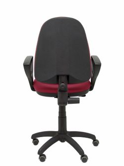 Modelo Ayna - Silla de oficina ergonómica con mecanismo de contacto permanente, regulable en altura y ruedas de parqué - Asiento y respaldo tapizados en tejido BALI color granate (BRAZOS FIJOS INCLUIDOS)