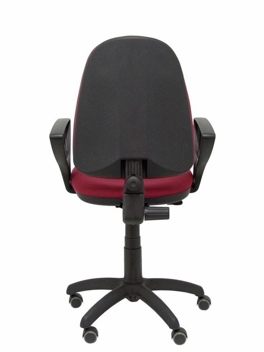 Modelo Ayna - Silla de oficina ergonómica con mecanismo de contacto permanente, regulable en altura y ruedas de parqué - Asiento y respaldo tapizados en tejido BALI color granate (BRAZOS FIJOS INCLUIDOS)