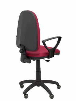 Modelo Ayna - Silla de oficina ergonómica con mecanismo de contacto permanente, regulable en altura y ruedas de parqué - Asiento y respaldo tapizados en tejido BALI color granate (BRAZOS FIJOS INCLUIDOS)