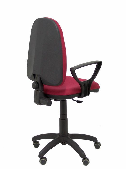 Modelo Ayna - Silla de oficina ergonómica con mecanismo de contacto permanente, regulable en altura y ruedas de parqué - Asiento y respaldo tapizados en tejido BALI color granate (BRAZOS FIJOS INCLUIDOS)