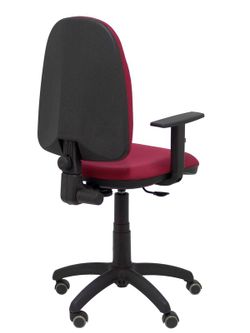Modelo Ayna - Silla de oficina ergonómica con mecanismo de contacto permanente, regulable en altura y ruedas de parqué - Asiento y respaldo tapizados en tejido BALI color granate (BRAZOS REGULABLES EN ALTURA)