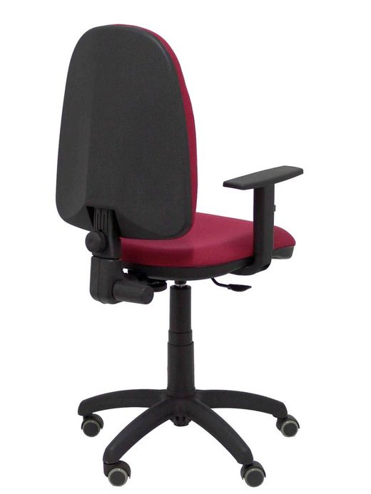 Modelo Ayna - Silla de oficina ergonómica con mecanismo de contacto permanente, regulable en altura y ruedas de parqué - Asiento y respaldo tapizados en tejido BALI color granate (BRAZOS REGULABLES EN ALTURA)