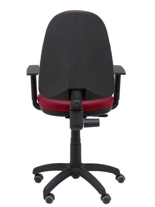 Modelo Ayna - Silla de oficina ergonómica con mecanismo de contacto permanente, regulable en altura y ruedas de parqué - Asiento y respaldo tapizados en tejido BALI color granate (BRAZOS REGULABLES EN ALTURA)