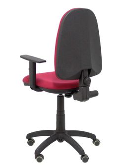 Modelo Ayna - Silla de oficina ergonómica con mecanismo de contacto permanente, regulable en altura y ruedas de parqué - Asiento y respaldo tapizados en tejido BALI color granate (BRAZOS REGULABLES EN ALTURA)