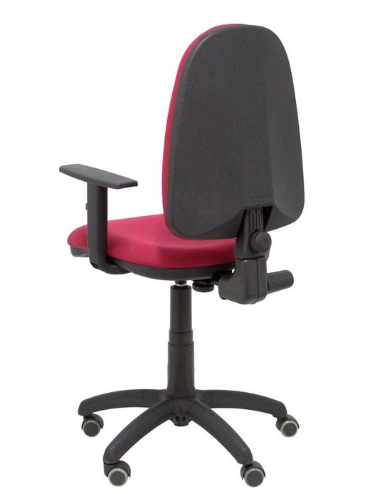 Modelo Ayna - Silla de oficina ergonómica con mecanismo de contacto permanente, regulable en altura y ruedas de parqué - Asiento y respaldo tapizados en tejido BALI color granate (BRAZOS REGULABLES EN ALTURA)