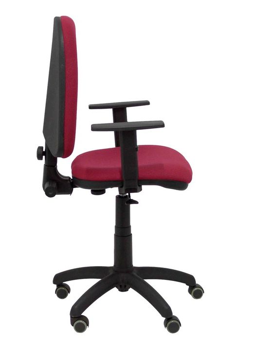 Modelo Ayna - Silla de oficina ergonómica con mecanismo de contacto permanente, regulable en altura y ruedas de parqué - Asiento y respaldo tapizados en tejido BALI color granate (BRAZOS REGULABLES EN ALTURA)