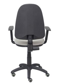 Modelo Ayna - Silla de oficina ergonómica con mecanismo de contacto permanente, regulable en altura y ruedas de parqué - Asiento y respaldo tapizados en tejido BALI color gris (BRAZOS REGULABLES EN ALTURA)