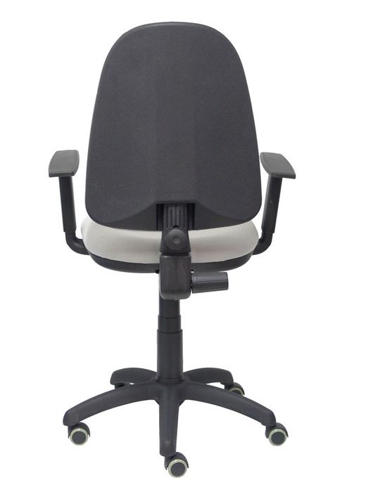Modelo Ayna - Silla de oficina ergonómica con mecanismo de contacto permanente, regulable en altura y ruedas de parqué - Asiento y respaldo tapizados en tejido BALI color gris (BRAZOS REGULABLES EN ALTURA)