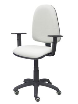 Modelo Ayna - Silla de oficina ergonómica con mecanismo de contacto permanente, regulable en altura y ruedas de parqué - Asiento y respaldo tapizados en tejido BALI color gris (BRAZOS REGULABLES EN ALTURA)