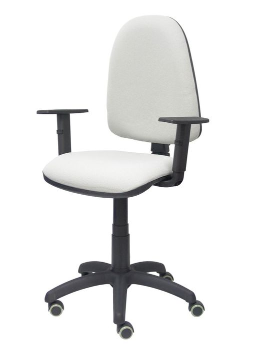 Modelo Ayna - Silla de oficina ergonómica con mecanismo de contacto permanente, regulable en altura y ruedas de parqué - Asiento y respaldo tapizados en tejido BALI color gris (BRAZOS REGULABLES EN ALTURA)