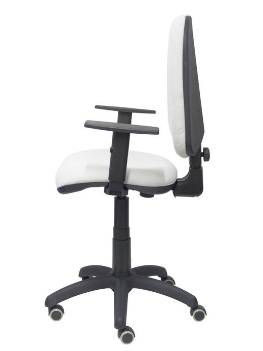 Modelo Ayna - Silla de oficina ergonómica con mecanismo de contacto permanente, regulable en altura y ruedas de parqué - Asiento y respaldo tapizados en tejido BALI color gris (BRAZOS REGULABLES EN ALTURA)