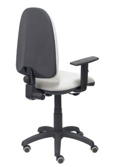 Modelo Ayna - Silla de oficina ergonómica con mecanismo de contacto permanente, regulable en altura y ruedas de parqué - Asiento y respaldo tapizados en tejido BALI color gris (BRAZOS REGULABLES EN ALTURA)