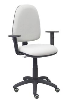 Modelo Ayna - Silla de oficina ergonómica con mecanismo de contacto permanente, regulable en altura y ruedas de parqué - Asiento y respaldo tapizados en tejido BALI color gris (BRAZOS REGULABLES EN ALTURA)