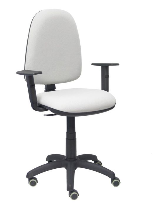 Modelo Ayna - Silla de oficina ergonómica con mecanismo de contacto permanente, regulable en altura y ruedas de parqué - Asiento y respaldo tapizados en tejido BALI color gris (BRAZOS REGULABLES EN ALTURA)