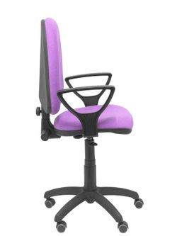 Modelo Ayna - Silla de oficina ergonómica con mecanismo de contacto permanente, regulable en altura y ruedas de parqué - Asiento y respaldo tapizados en tejido BALI color lila (BRAZOS FIJOS INCLUIDOS)
