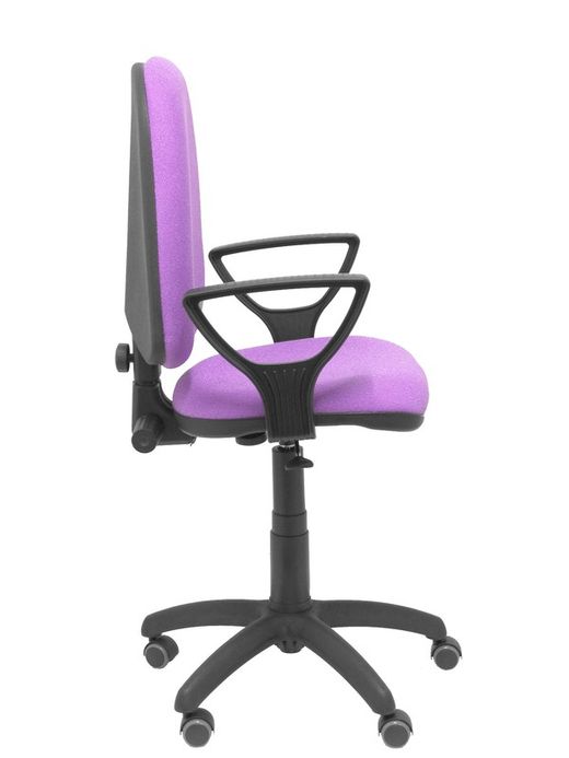Modelo Ayna - Silla de oficina ergonómica con mecanismo de contacto permanente, regulable en altura y ruedas de parqué - Asiento y respaldo tapizados en tejido BALI color lila (BRAZOS FIJOS INCLUIDOS)