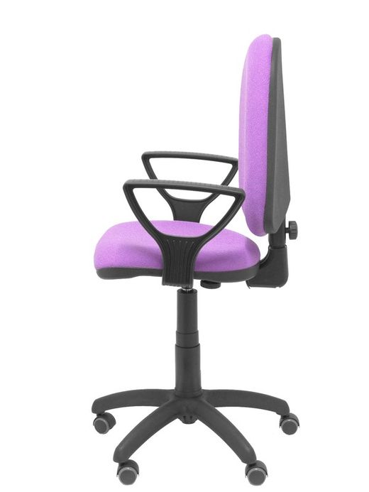 Modelo Ayna - Silla de oficina ergonómica con mecanismo de contacto permanente, regulable en altura y ruedas de parqué - Asiento y respaldo tapizados en tejido BALI color lila (BRAZOS FIJOS INCLUIDOS)