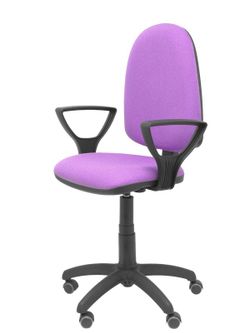 Modelo Ayna - Silla de oficina ergonómica con mecanismo de contacto permanente, regulable en altura y ruedas de parqué - Asiento y respaldo tapizados en tejido BALI color lila (BRAZOS FIJOS INCLUIDOS)