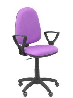 Modelo Ayna - Silla de oficina ergonómica con mecanismo de contacto permanente, regulable en altura y ruedas de parqué - Asiento y respaldo tapizados en tejido BALI color lila (BRAZOS FIJOS INCLUIDOS)