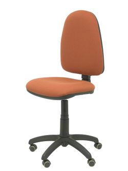 Modelo Ayna - Silla de oficina ergonómica con mecanismo de contacto permanente, regulable en altura y ruedas de parqué - Asiento y respaldo tapizados en tejido BALI color marrón