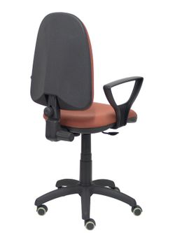 Modelo Ayna - Silla de oficina ergonómica con mecanismo de contacto permanente, regulable en altura y ruedas de parqué - Asiento y respaldo tapizados en tejido BALI color marrón (BRAZOS FIJOS INCLUIDOS)