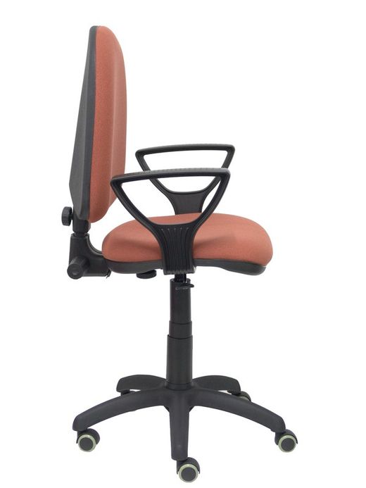 Modelo Ayna - Silla de oficina ergonómica con mecanismo de contacto permanente, regulable en altura y ruedas de parqué - Asiento y respaldo tapizados en tejido BALI color marrón (BRAZOS FIJOS INCLUIDOS)