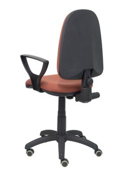 Modelo Ayna - Silla de oficina ergonómica con mecanismo de contacto permanente, regulable en altura y ruedas de parqué - Asiento y respaldo tapizados en tejido BALI color marrón (BRAZOS FIJOS INCLUIDOS)