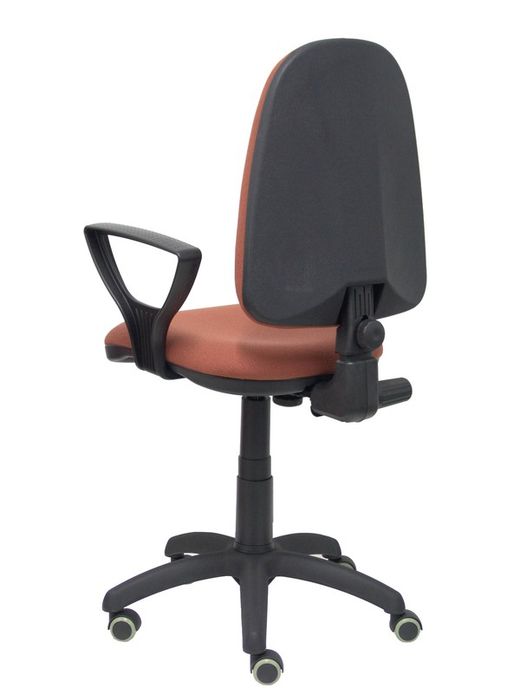 Modelo Ayna - Silla de oficina ergonómica con mecanismo de contacto permanente, regulable en altura y ruedas de parqué - Asiento y respaldo tapizados en tejido BALI color marrón (BRAZOS FIJOS INCLUIDOS)