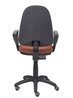 Modelo Ayna - Silla de oficina ergonómica con mecanismo de contacto permanente, regulable en altura y ruedas de parqué - Asiento y respaldo tapizados en tejido BALI color marrón (BRAZOS FIJOS INCLUIDOS)