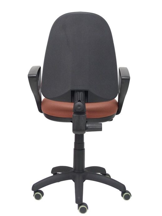 Modelo Ayna - Silla de oficina ergonómica con mecanismo de contacto permanente, regulable en altura y ruedas de parqué - Asiento y respaldo tapizados en tejido BALI color marrón (BRAZOS FIJOS INCLUIDOS)
