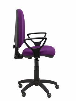 Modelo Ayna - Silla de oficina ergonómica con mecanismo de contacto permanente, regulable en altura y ruedas de parqué - Asiento y respaldo tapizados en tejido BALI color morado (BRAZOS FIJOS INCLUIDOS)