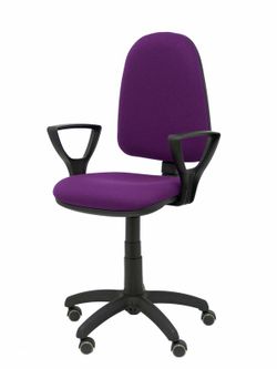 Modelo Ayna - Silla de oficina ergonómica con mecanismo de contacto permanente, regulable en altura y ruedas de parqué - Asiento y respaldo tapizados en tejido BALI color morado (BRAZOS FIJOS INCLUIDOS)