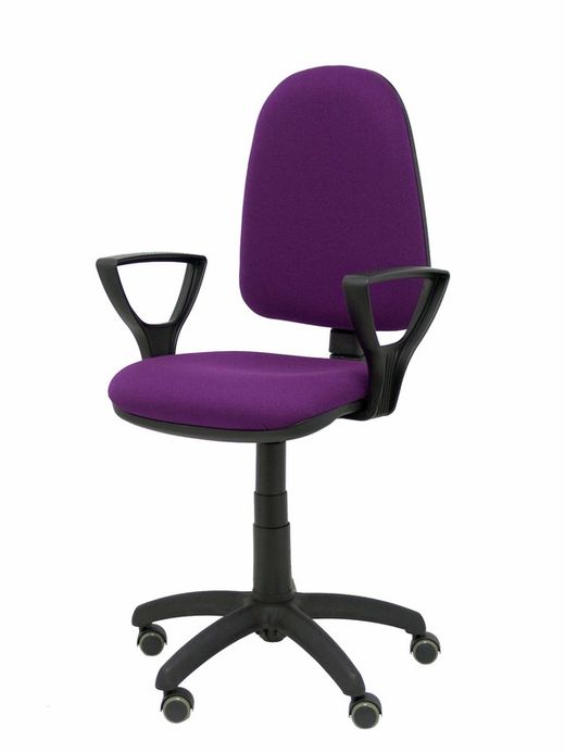 Modelo Ayna - Silla de oficina ergonómica con mecanismo de contacto permanente, regulable en altura y ruedas de parqué - Asiento y respaldo tapizados en tejido BALI color morado (BRAZOS FIJOS INCLUIDOS)