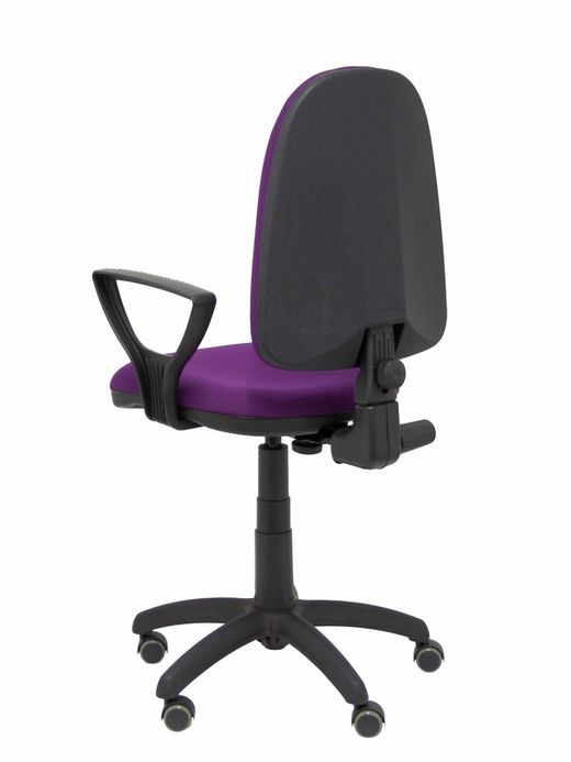 Modelo Ayna - Silla de oficina ergonómica con mecanismo de contacto permanente, regulable en altura y ruedas de parqué - Asiento y respaldo tapizados en tejido BALI color morado (BRAZOS FIJOS INCLUIDOS)