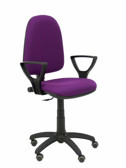 Modelo Ayna - Silla de oficina ergonómica con mecanismo de contacto permanente, regulable en altura y ruedas de parqué - Asiento y respaldo tapizados en tejido BALI color morado (BRAZOS FIJOS INCLUIDOS)