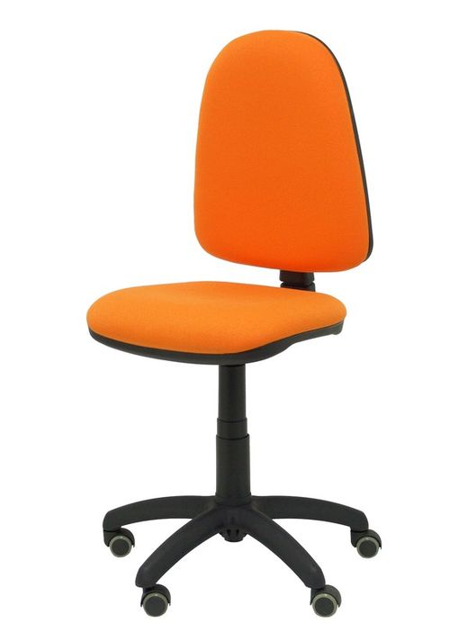 Modelo Ayna - Silla de oficina ergonómica con mecanismo de contacto permanente, regulable en altura y ruedas de parqué - Asiento y respaldo tapizados en tejido BALI color naranja