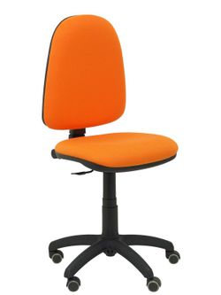 Modelo Ayna - Silla de oficina ergonómica con mecanismo de contacto permanente, regulable en altura y ruedas de parqué - Asiento y respaldo tapizados en tejido BALI color naranja